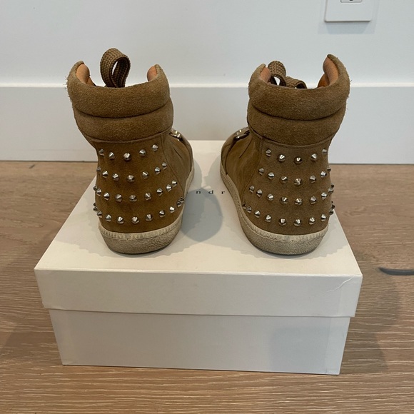 Sandro. High top suede sneakers with silver studs. Brown/camel. Size 38 - Picture 2 of 5